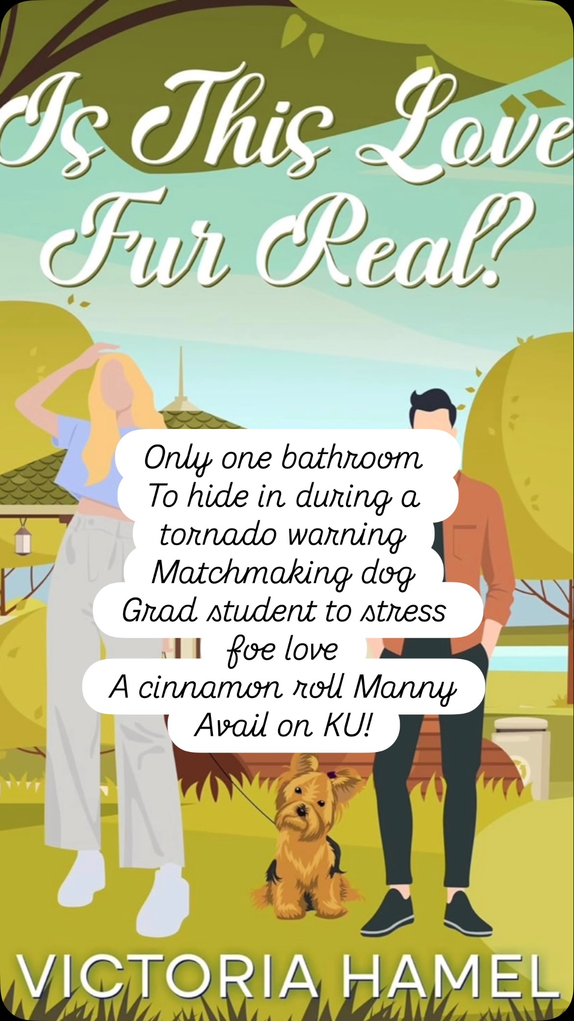 Ready for a fun, fluffy summer read? 
My book “Is This Love Fur Real?” Is a steamy small town romance and features:
🐶Puppy Knows Best
🌪️Forced Proximity 
👩 Technically she’s a virgin
🕺 He’s a short king 
🌶️🌶️ Some spice! #smalltownromance #indieromanceauthor #weekendreads #midwestern